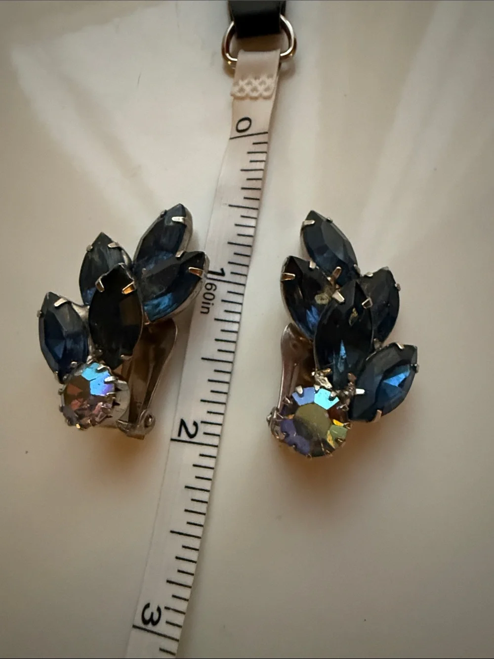 Blue Crystal Clip-on Earrings